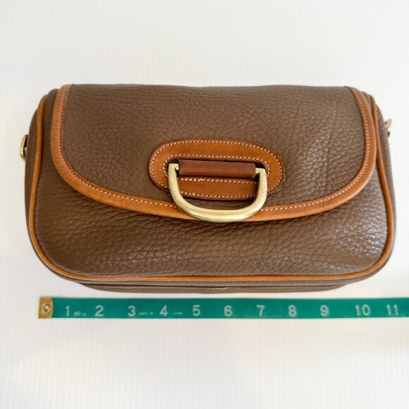 Vintage Dooney & Bourke Porthole Clutch Shoulder Bag Taupe/Tan AWL Rare - Picture 11 of 13